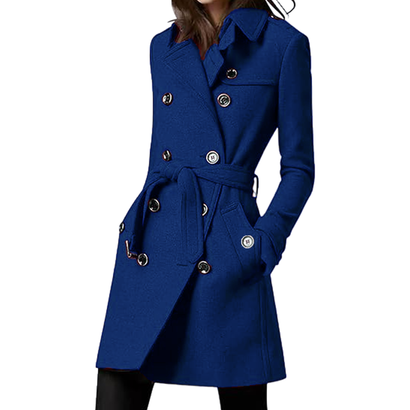 Wool Coat Peacoat - Women's Trench Coat Wool Blends Double
