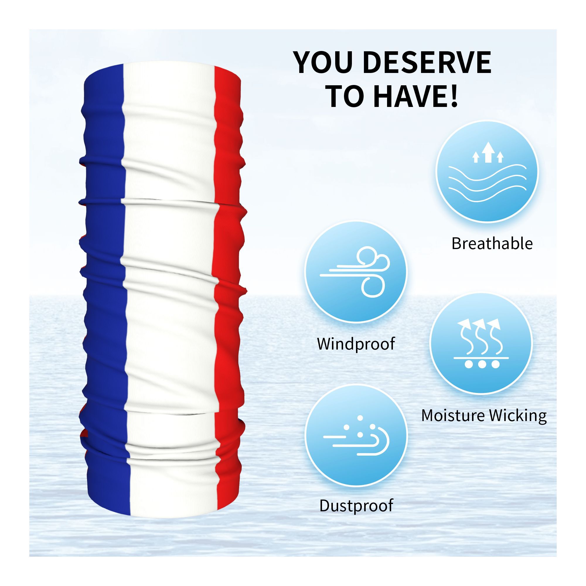 Custom French Flag France Band - đánh giá và giá Neck Gaiter Fleece