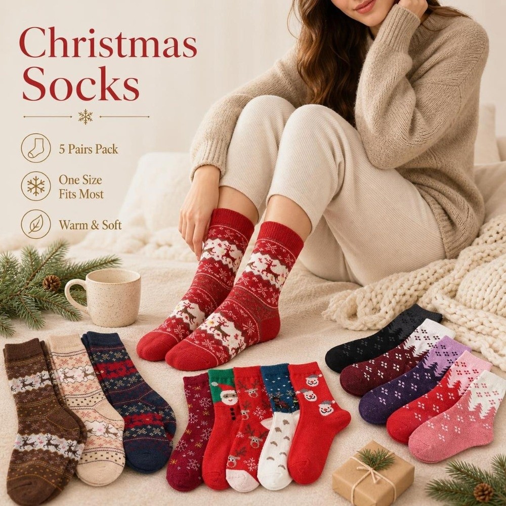 5pairs Thickened Christmas Rei - đánh giá và giá Thermal Sock Wool